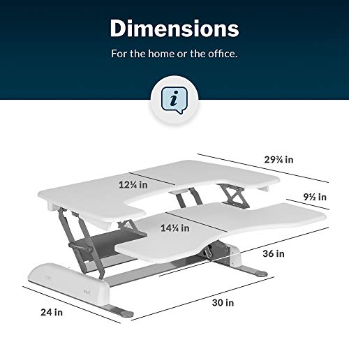 VariDesk Pro Plus 36 by Vari – Dual Monitor Standing Desk Converter – Work or Home Office Sit to Stand Desk – 11 Height Adjustable Settings with Spring Loaded Lift – No Assembly Required