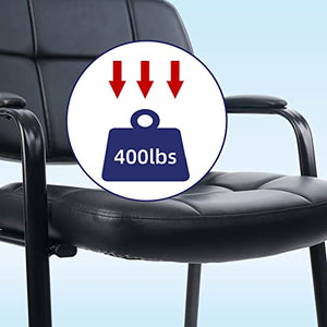 CLATINA Big & Tall Bonded Leather Guest Chair for Office Reception - Black (4 Pack)