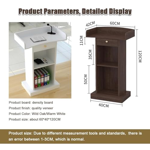 SePkus Floor Standing Lectern Podium for Office, Schools, Churches - White