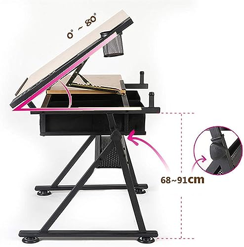 OGRAFF Height Adjustable Drafting Table with Storage Drawers, Brown