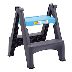 Step Stools Sturdy for Car Washing, Load 150kg/330lbs, Small Folding 2 Step Ladder - Blue