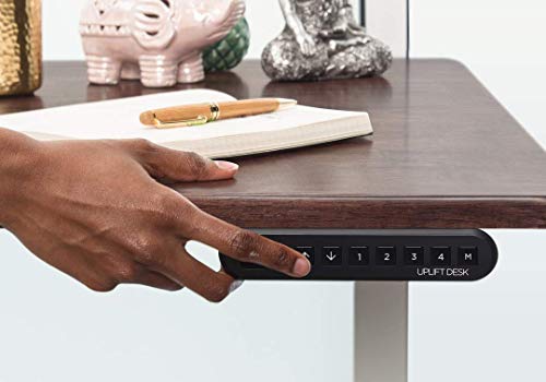 UPLIFT Desk V2 Bamboo Standing Desk 1" Thick Rectangular Carbonized Bamboo Desktop, Height Adjustable Frame (Industrial), Adv. Memory Keypad & Wire Grommets (Black), Bamboo Motion-X Board (72" x 30")