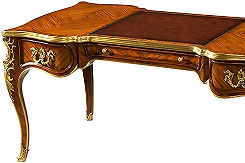 Retro Solid Wood Computer Desk Pure Copper Carved Boss Desk 64.2X33.9X29.9Inches