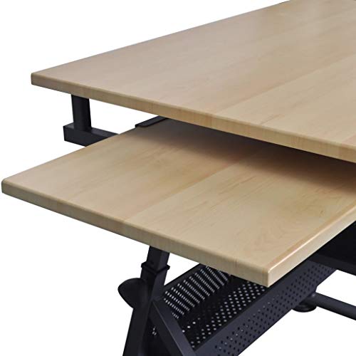 Height Adjustable Drafting Table Desk Drawing Table Desk Tiltable Tabletop, Stool and 2 Storage Drawers for Reading, Writing,Studying Art Craft Work Station