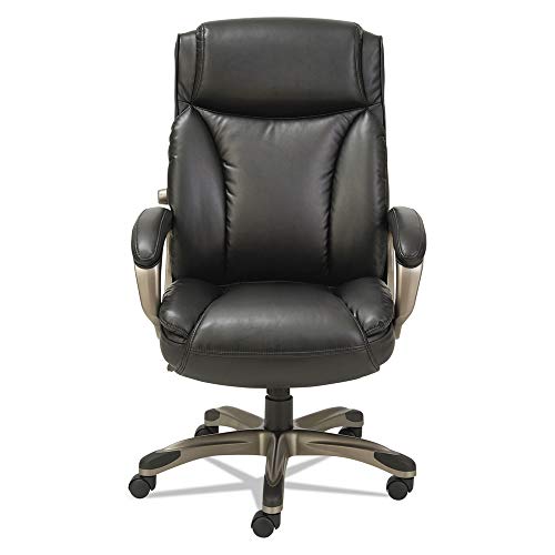 Alera Veon Series Executive High-Back Leather Chair with Coil Spring Cushioning, Black