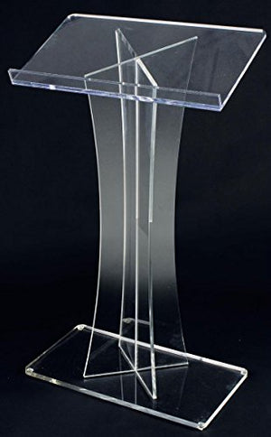 Displays2go Acrylic Conference Podium, Clear Speaker's Lectern with Base and Lip (LECTX)
