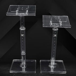 BAYTEWJX Portable Floor Lectern Podium Stand - Height Adjustable Small Acrylic Podium Stand