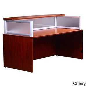Boss Office Products Plexiglass Reception Desk, Mahogany