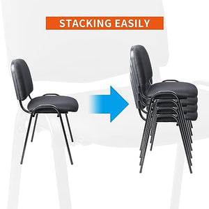 CLATINA Set of 5 Stackable Black Fabric Reception Chairs