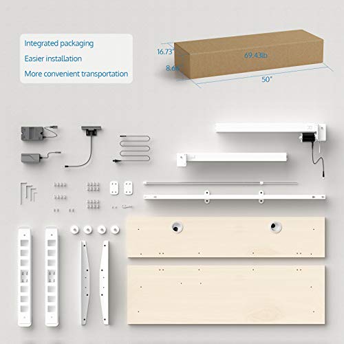 Electric Adjustable Height Standing Desks for Home Office, 48 x 24 Inches Splice Board, Sit Stand Computer Desk, White Frame/Oak Top