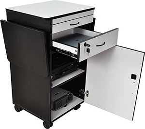Luxor WPSDD3 Wood Multimedia Workstation Cart, 38 inches High; Durable Black/Gray Laminate Finish
