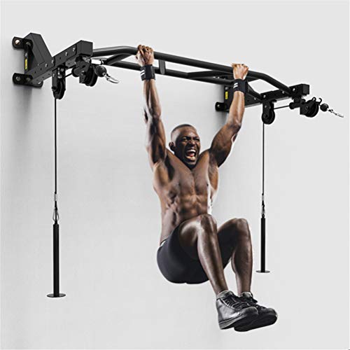 BGLMX Multi-Function Pull-Up Stick Home Gym Pull-Up Bars Wall-Mounted Chin Up Bar with Resistance Band for Sandbag Shelf, Dips Bar & Power Ropes, Strength Training Equipment,119cm/16.8''