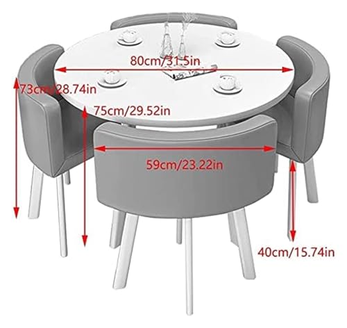 DioOnes Table Set with 1 Table and 4 PU Leather Chairs