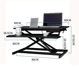 None Standing Desk Converter Stand up Desk Riser Ergonomic Sit Stand Desk Adjustable Height Lift Desks Computer Workstation for Home Office (Black)