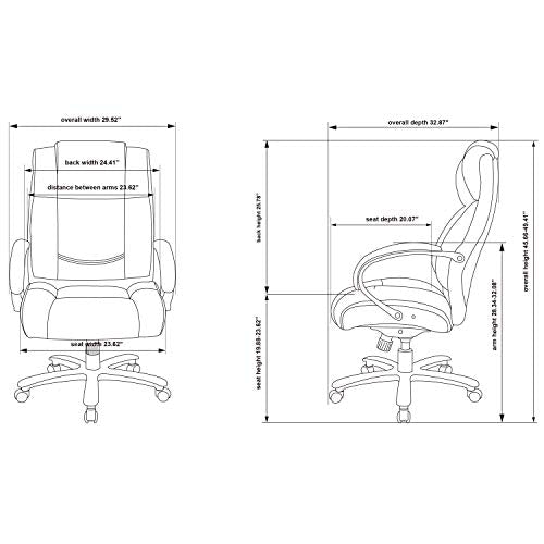 Lorell 99845 Big & Tall Chair, 45.8" x 30.3" x 22.9", Black