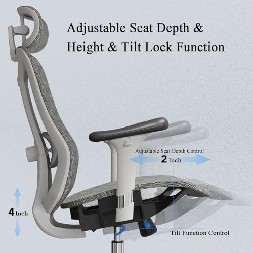Fradiett Ergonomic Mesh Office Chair - High Back Desk Chair with 3D Armrest & Lumbar Support