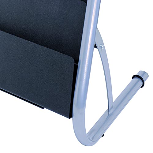 ALBA 8 Compartment Literature Floor Display Rack, Black and Silver (DDEXPO8)