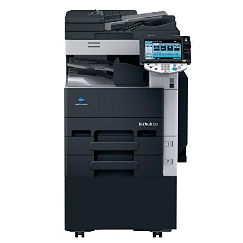 Konica Minolta BizHub 283 Tabloid-Size Monochrome Laser Multifunction Copier - 28ppm, Copy, Print, Scan, 2 Trays, Cabinet