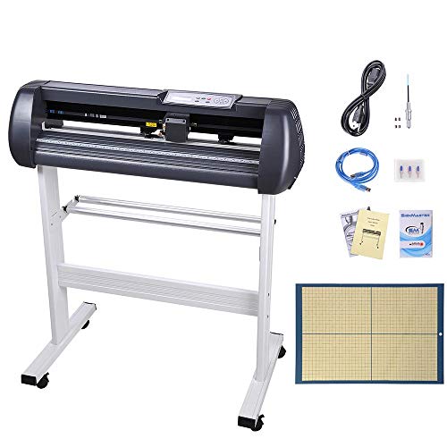 Cutting Plotter Vinyl Cutter Machine 28" Adjustable Width with LCD Display USB Connection Auto Memory Digital Force Speed Rotating Blade Holder Stepper Motor US Delivery