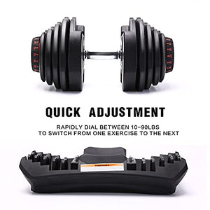 Timstono 90 lbs Adjustable Dumbbells Set of 2, 10-90 Lbs Adjustable Dumbbell Weight Set for Gym Work Out Home Strength Training, Fitness Dumbbell with Handle and Weight Plate.