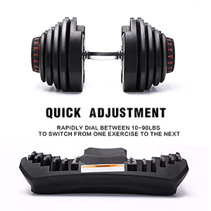 DatingDay 90Lbs Adjustable Dumbbells,Adjustable Dumbbell Weight Set,Can Be Used As Dumbbells for Gym Work Out Home Training Suitable for Men and Women (Single)