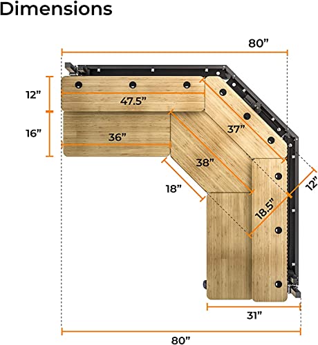 VERSADESK Foundry Split Level Corner Standing Desk, Electric Height Adjustable, Bamboo Surface