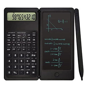 BFTGS Foldable Scientific Calculator 10-Digit Digital Large Display with an Erasable Writing Tablet Digital Drawing Pad Math Calculato (Color : Black)