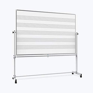 Luxor Home School Classroom Mobile Double Sided Magnetic Music Notation Whiteboard - 72"W x 48"H , 1 Pack