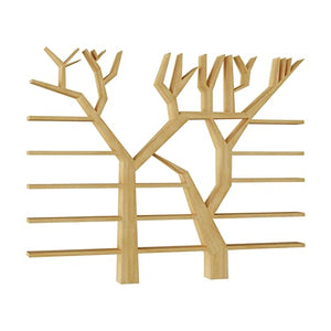 ROLTIN Tree-Shaped Solid Wood Bookshelf - Creative Multi-Layer Shelf for Living Room/Home Office (Wood, 140cm)