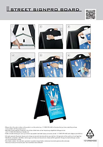 M&T Displays Street SignPro Board, 24x36 Inch Poster White Weatherproof Sandwich Board A-Frame Sidewalk Curb Sign Holder Folding Portable Double Sided Advertising Display for Restaurant Cafe (5 Pack)
