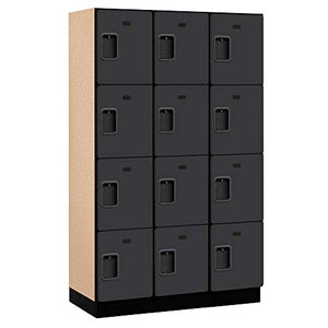 Salsbury Industries Black 4-Tier Extra Designer Wood Locker with Three Wide Storage Units, 6ft High, 18in Deep