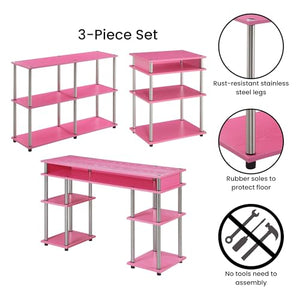 Convenience Concepts Designs2Go 3-Piece Pink Office Set