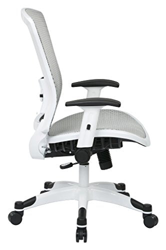 SPACE Seating Breathable Mesh Seat and Back, 2-to-1 Synchro Tilt Control, 2-Way Adjustable Flip Arms, and White Coated Nylon Base Managers Chair, White