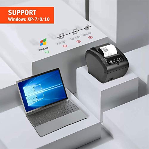 MUNBYN Receipt Printer, USB Ethernet LAN 80MM Thermal Printer, Black Supermarket POS Kitchen Printer with Auto Cutter Support ESC/POS Windows System, 16" Cash Drawer Register with Removable Coin Tray