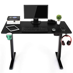 OUTFINE Height Adjustable Standing Desk Electric Dual Motor Home Office Stand Up Computer Workstation (Black, 55")
