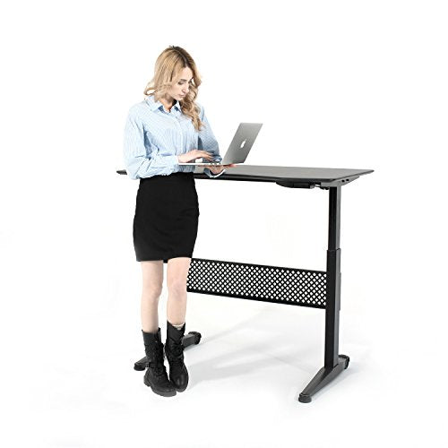 ApexDesk 47x27" Movable Sit/Standing Desk, Pneumatic Height Adjustable from 29" to 48" (47x27" Black Top, Black Frame)