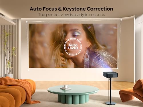 YABER 4K Android TV Projector, K2s 800 ANSI WiFi 6 Bluetooth, JBL Sound, Dolby Audio, Auto Focus, Keystone, Native 1080P 4K Supported, Outdoor Movie Projector with Netflix & 7000+ Apps