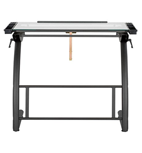 Offex Home Triflex Drawing Table Charcoal/Clear Glass