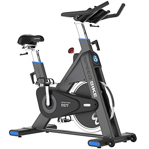 pooboo Commercial Exercise Bikes Stationary, Indoor Cycling Bike with Comfortable Seat Cushion, 44lbs Flywheel, LCD Monitor for Home Cardio Workout (White)