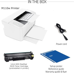 MICR Toner International M110w Laser Wireless Black & White Check Printer Bundle with 1 Starter OEM Modified Magnetic Ink Cartridge (2 Items)