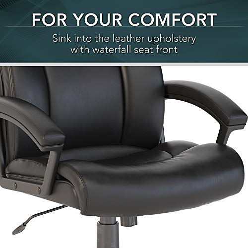 Bush Business Furniture Stanton Plus High Back Leather Executive Office Chair in Black
