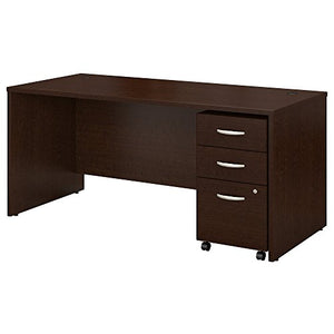 Bush Business Furniture Series C 66W x 30D Office Desk with Mobile File Cabinet in Mocha Cherry