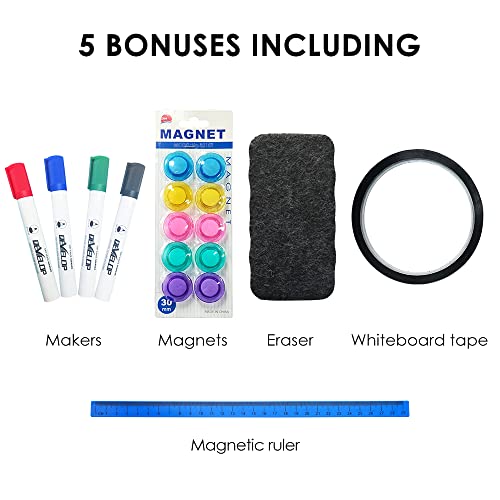 Magnetic Double Sided Mobile Dry Erase White Board with Rolling Stand on Wheels, 72 x 36 Inch, Large Standing Writing Reversible Whiteboard Easel with 4 Markers 1 Eraser 10 Magnets 1 Ruler