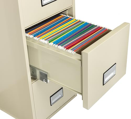 PHOENIX SAFE INTERNATIONAL LLC Vertical 31" 4-Drawer Letter Fireproof File Cabinet with Key Lock, Water Seal - Putty LTR4W31P