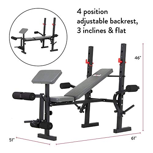 Body Champ Standard Weight Bench, Exercise and Weightlifting Bench, Adjustable Incline Seat