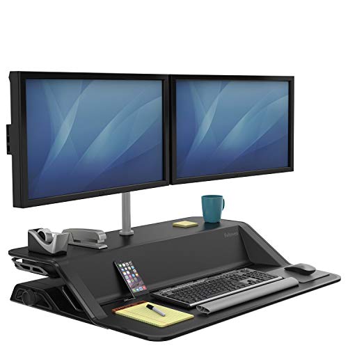 Fellowes Lotus Sit-Stand Workstation Desk, Adjustable, Pre-Assembled, Black