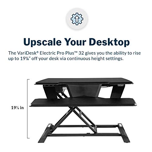 VariDesk Electric Pro Plus 32 by Vari - Flexible Standing Desktop Converter - Quick Sit to Stand Desk Riser with Touch Button Adjustment - No Assembly Required (Black)
