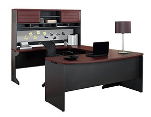 Ameriwood Home Pursuit U-Shaped Desk with Hutch Bundle, Cherry