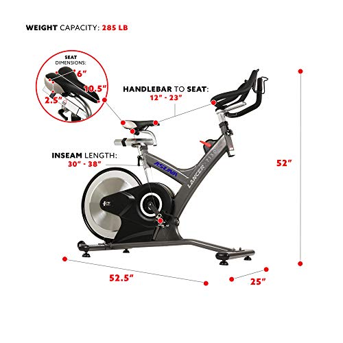 Sunny Health & Fitness Asuna 7130 Lancer Cycle Exercise Bike with Magnetic Resistance Belt Rear Drive, 33 LB Flywheel, Dual Caged/Clipless (SPD) Pedals, 285 LB Max Weight