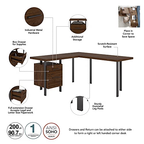 Bush Furniture Architect 60W L Shaped Desk with Lateral File Cabinet